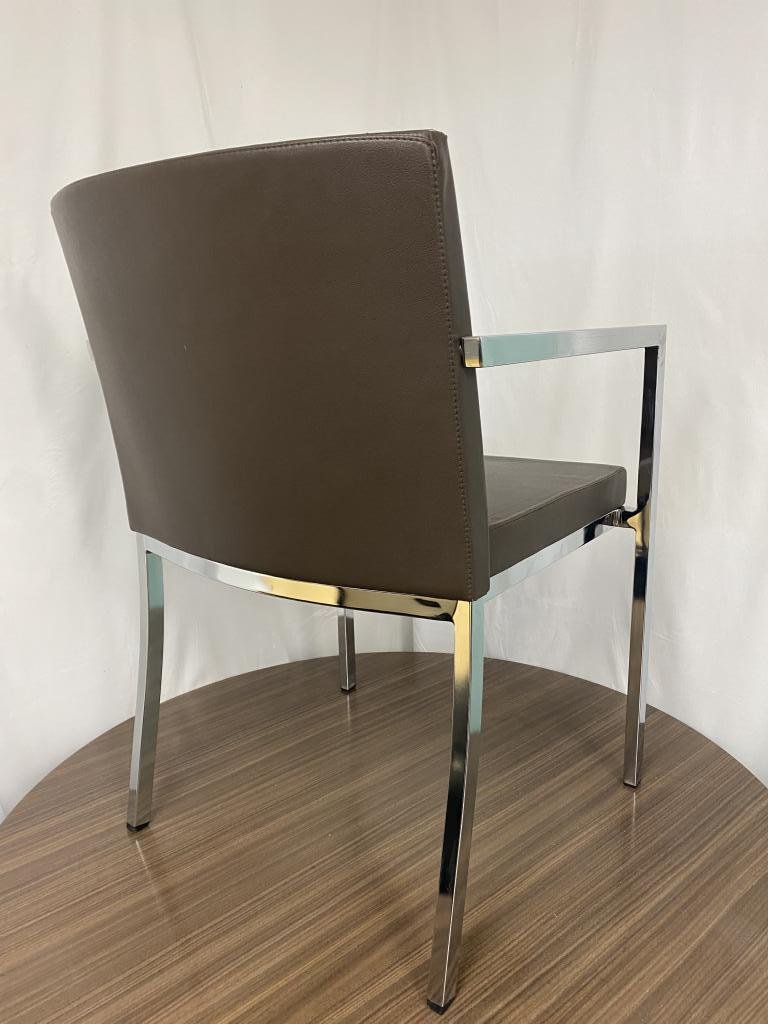 Stylex Mocha Plush Leather & Chrome Chair