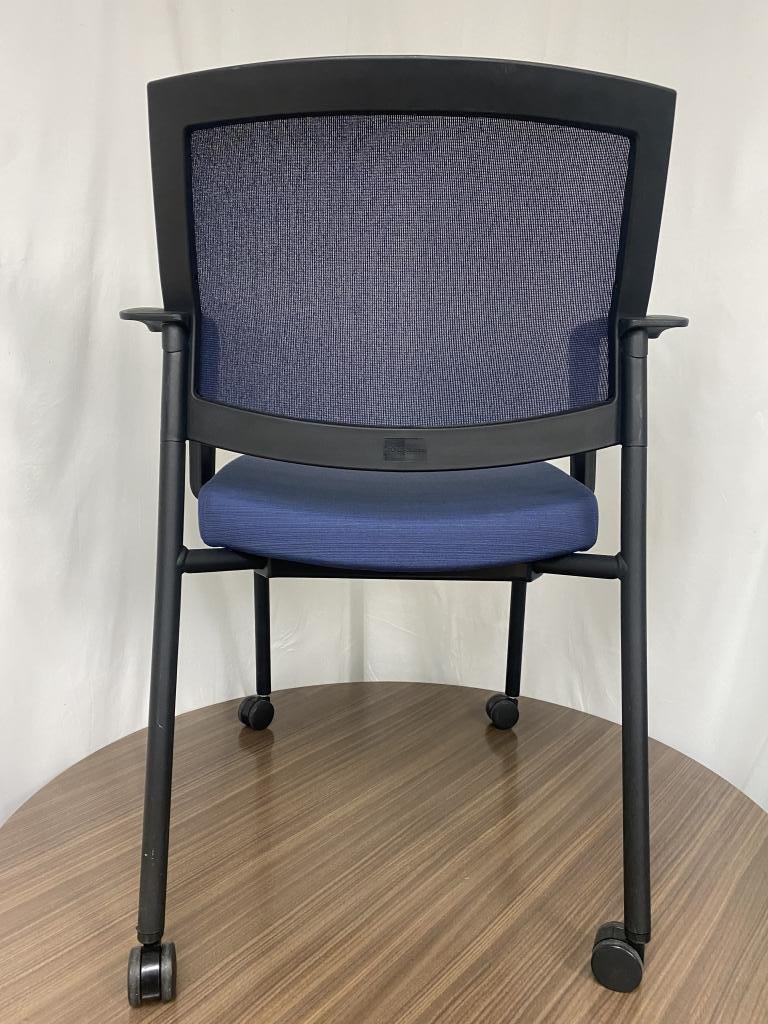 Sit On It Blue stacking chairs on casters