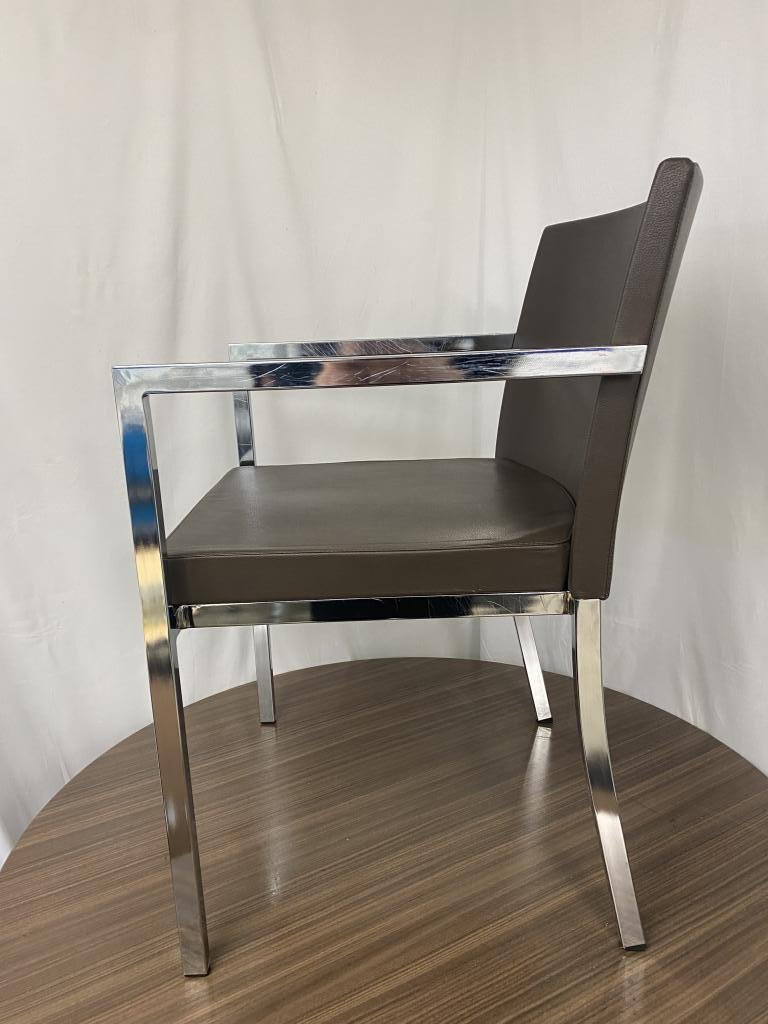Stylex Mocha Plush Leather & Chrome Chair