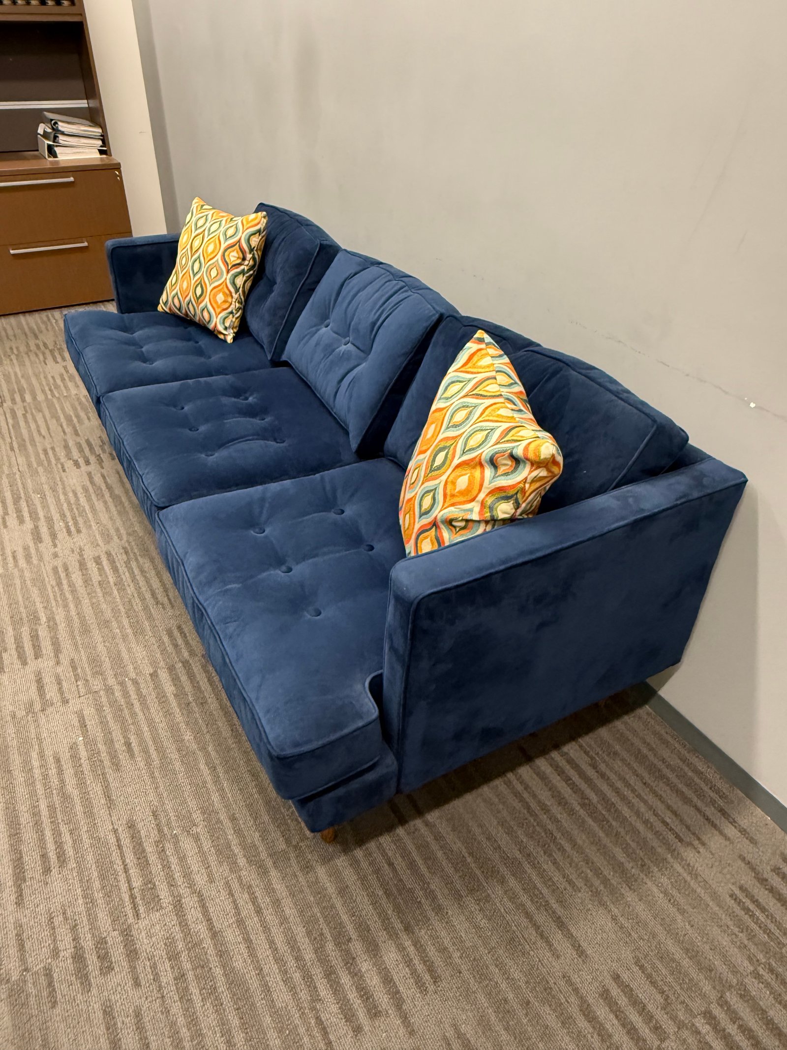 Arcadia Blue Executive Lounge Couch 36”deep x87” wide
