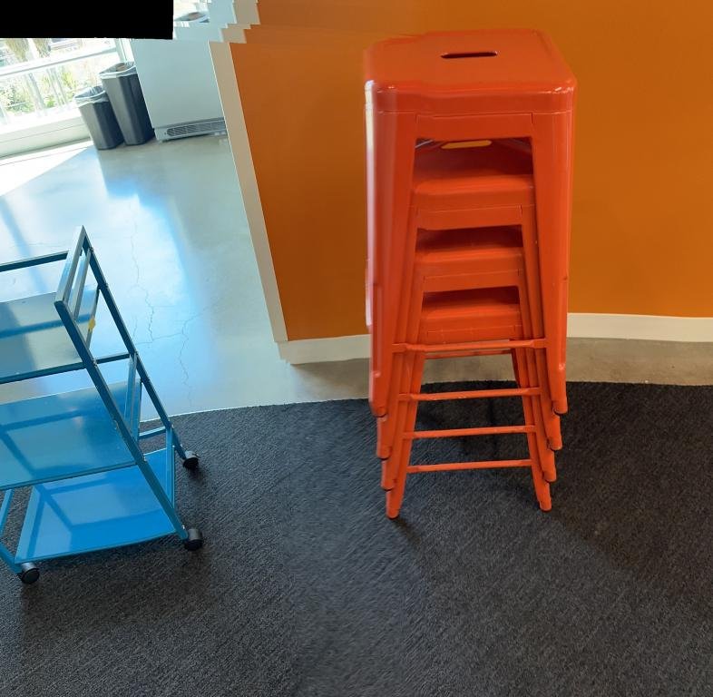 Brayton Orange Metal Stackable Bar Stools