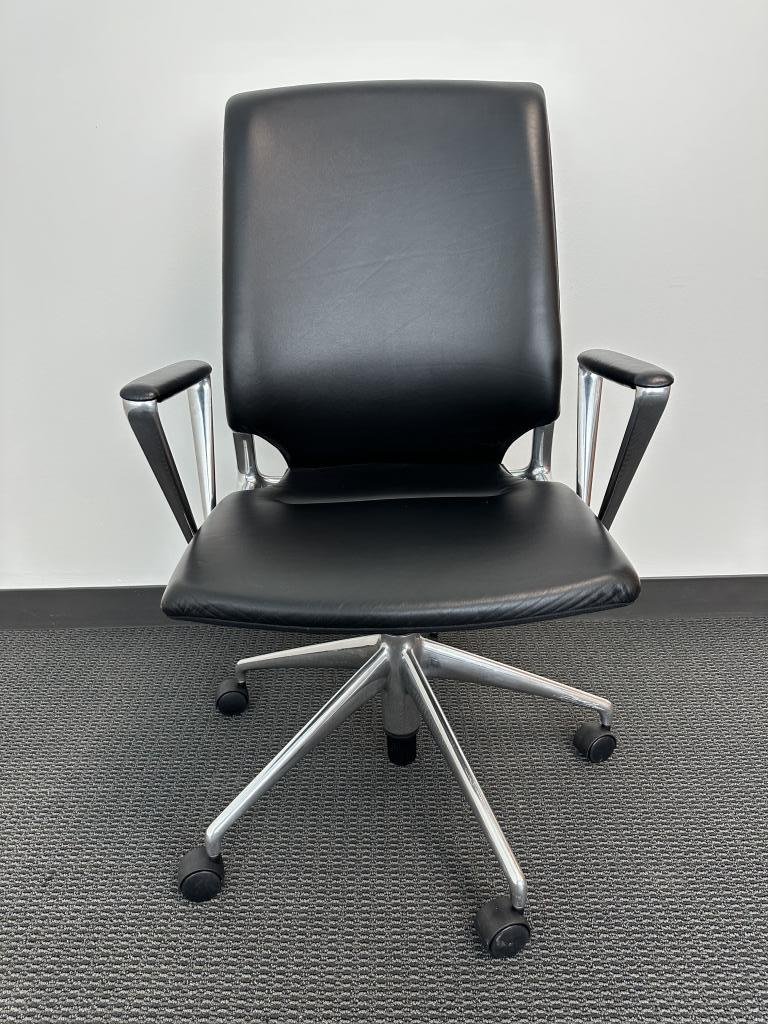 Vitra Meda Black Leather and Chrome Chair