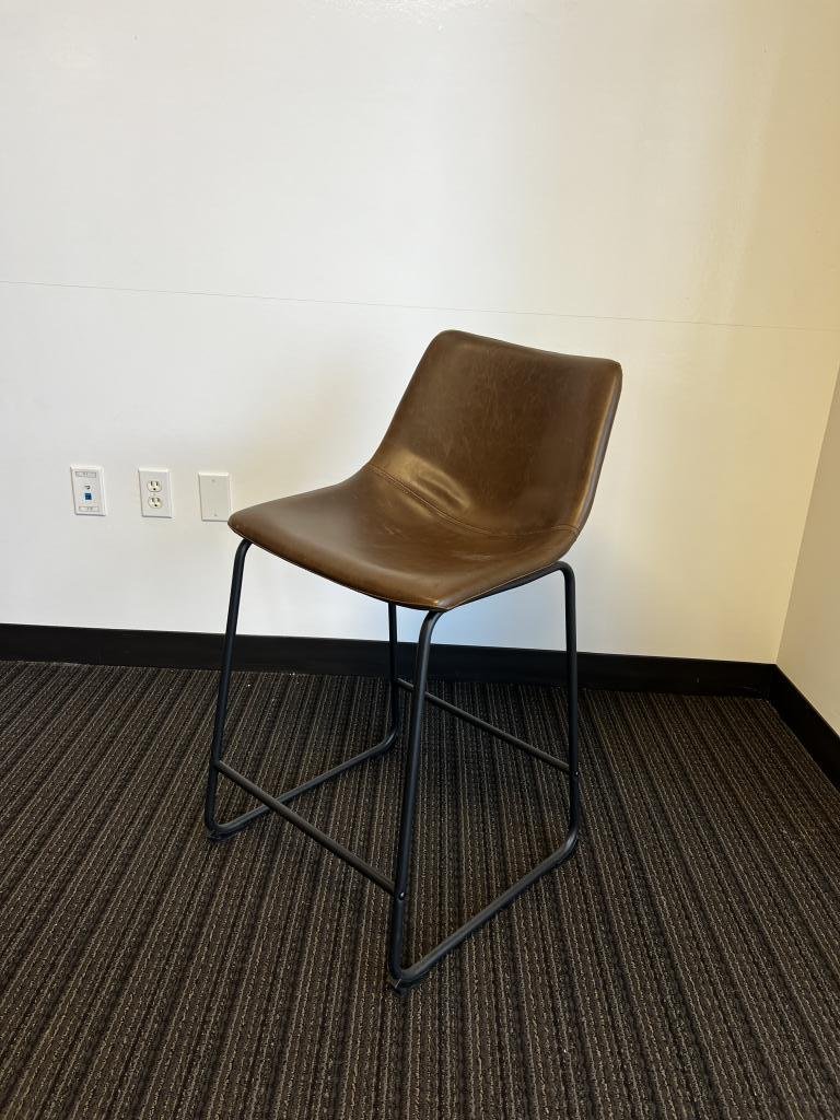 Noble House Home - Brown Leather (PU) Stool