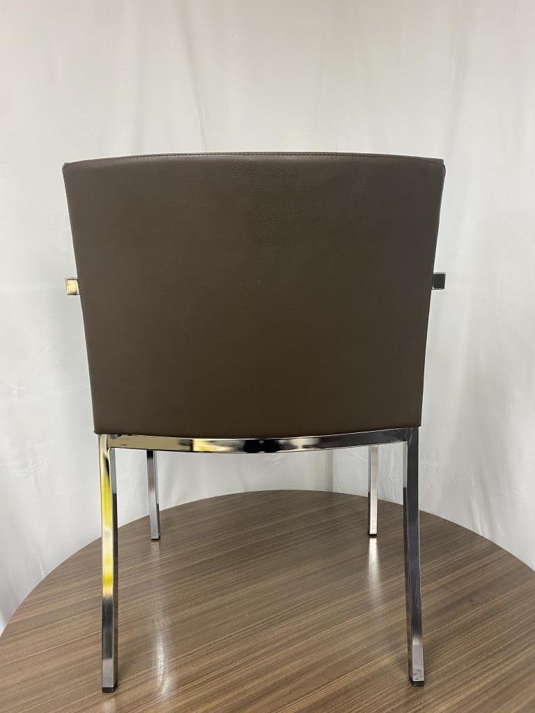 Stylex Mocha Plush Leather & Chrome Chair