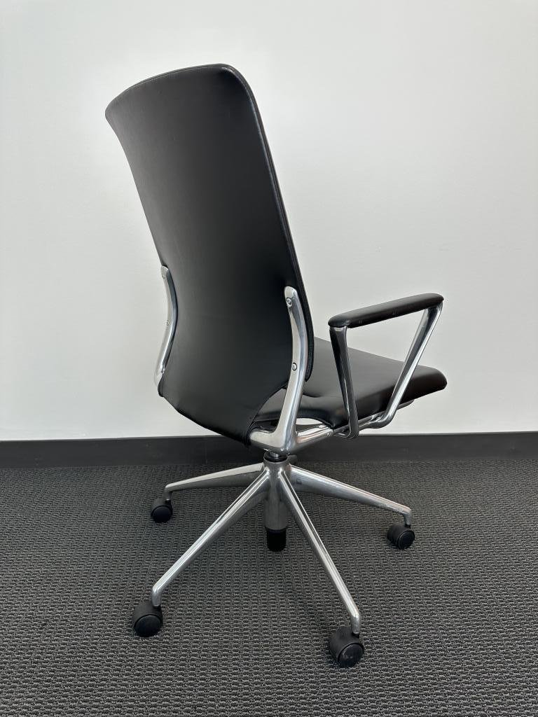Vitra Meda Black Leather and Chrome Chair