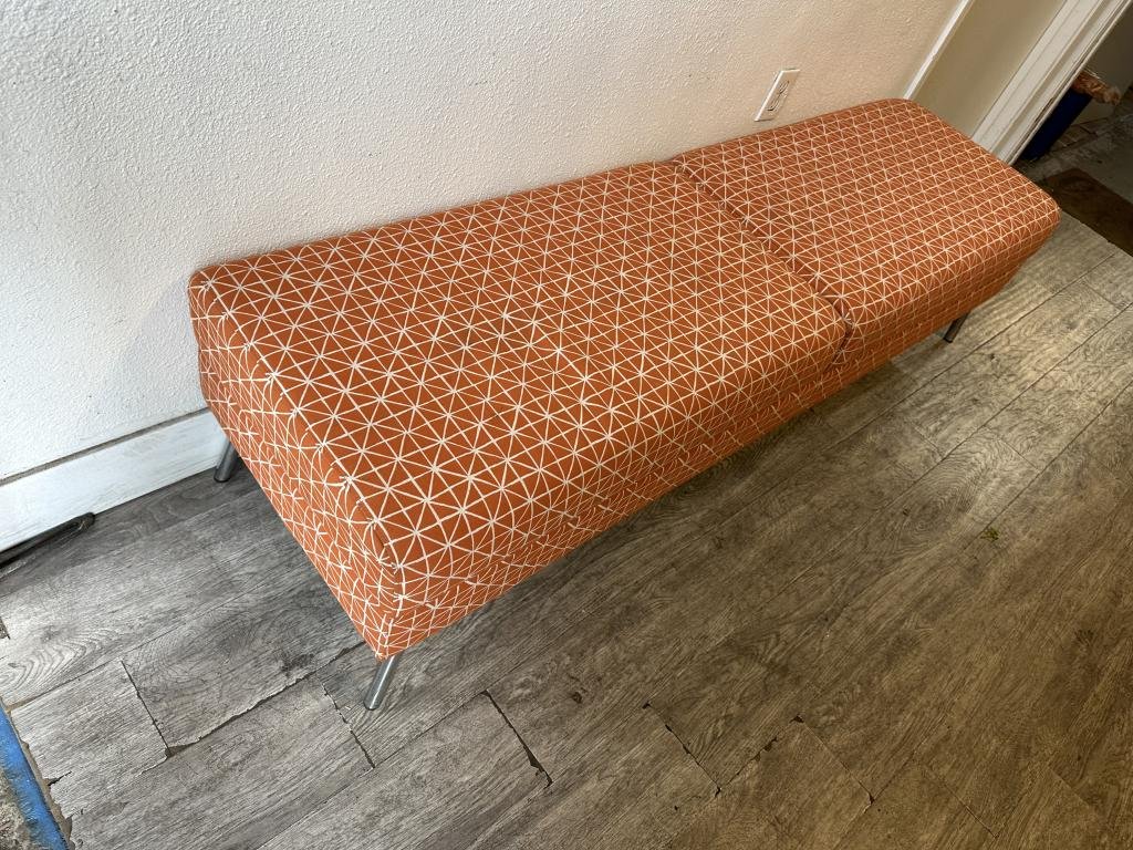 OFS Orange and White 6 foot ottoman