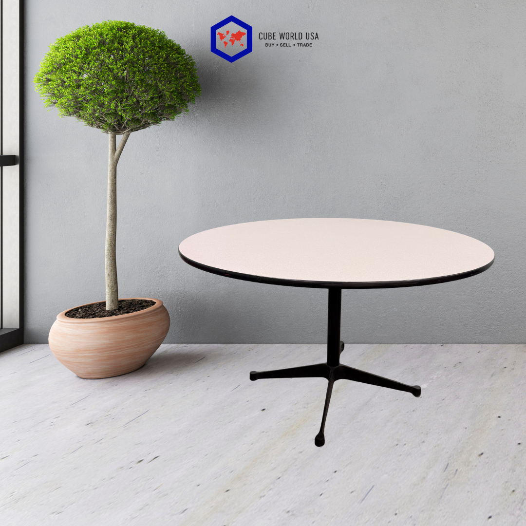 Herman Miller 42in Speckled Gray Round Table.