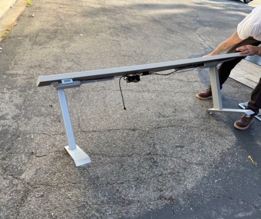 Haworth Sit to Stand Table Desks silver base