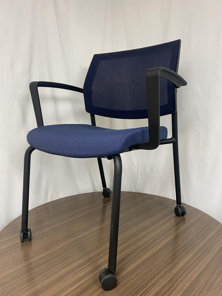Sit On It Blue stacking chairs on casters