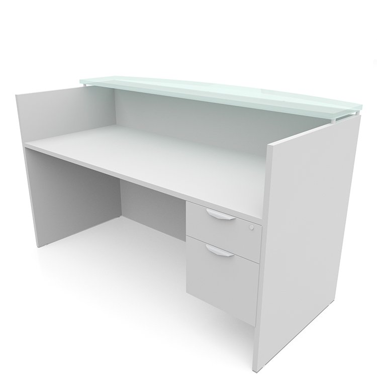 Modern 6' Reception Desk Shell W/Glass & Ped