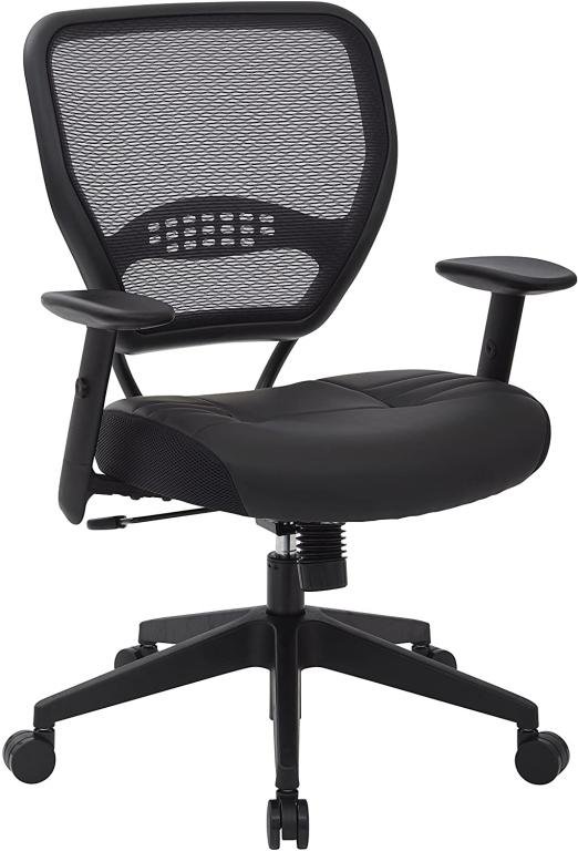 Office Star Blk Task Chair with Leather Seat