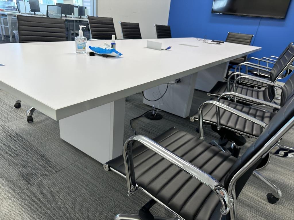 Enwork Artic White 8' Modern Thick Table