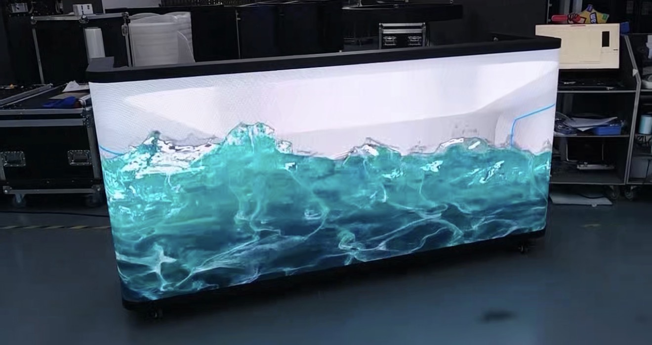 LED Reception desk custom logos 6’ or 7’ wide on casters