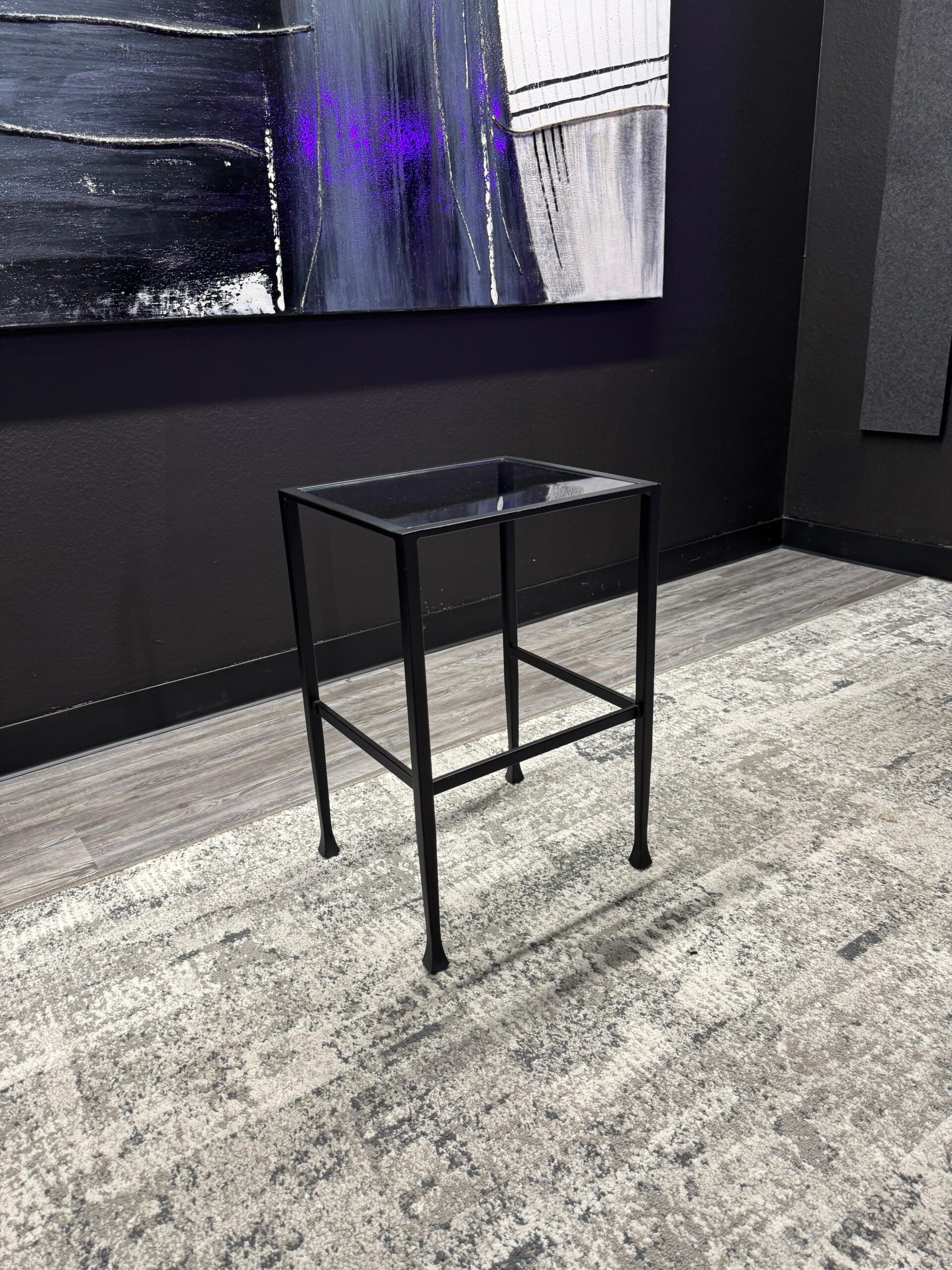 OFS 13”x13”x22.5H Glass and Steel Frame End Table