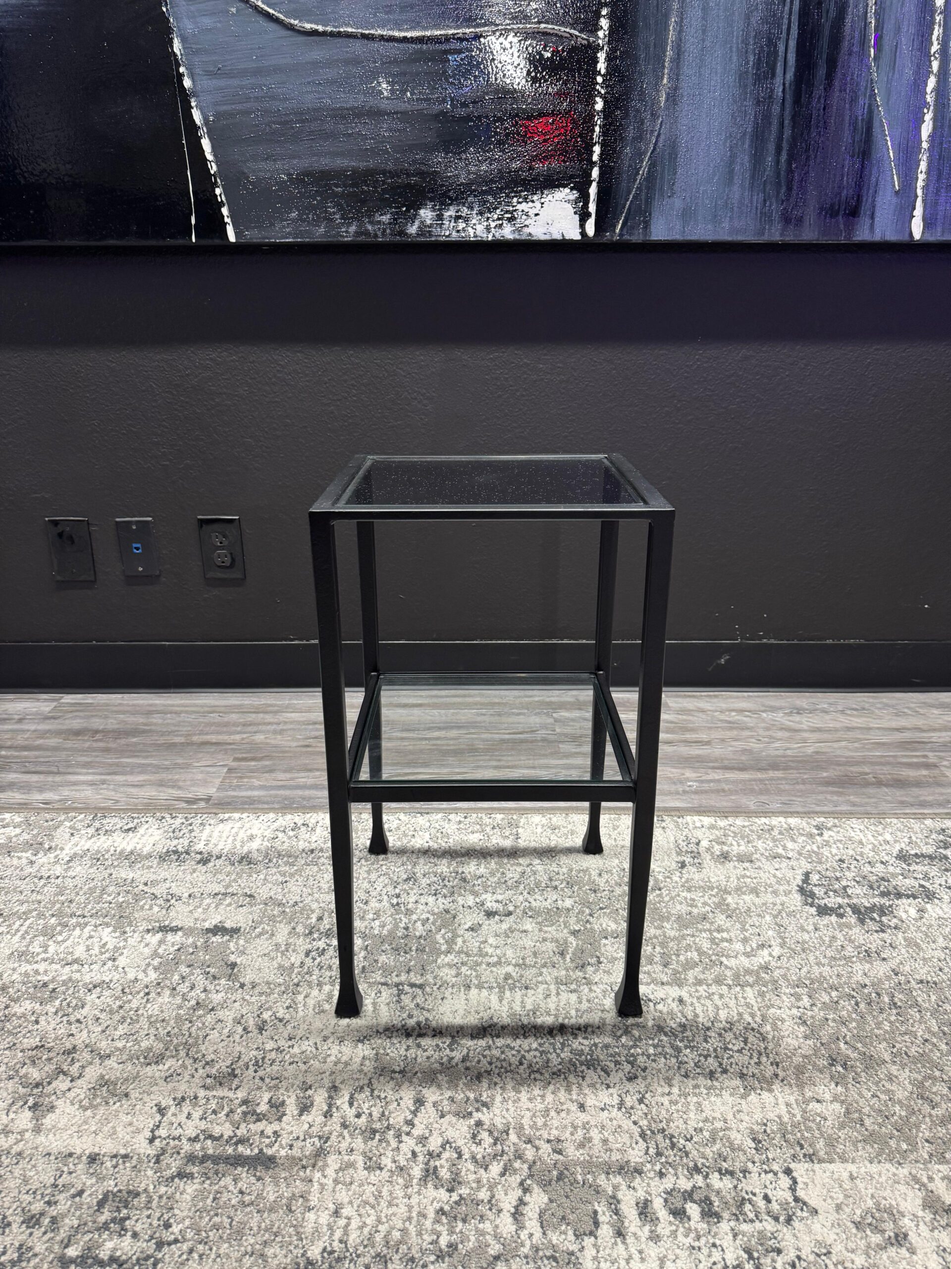 OFS 13”x13”x22.5H Glass and Steel Frame End Table