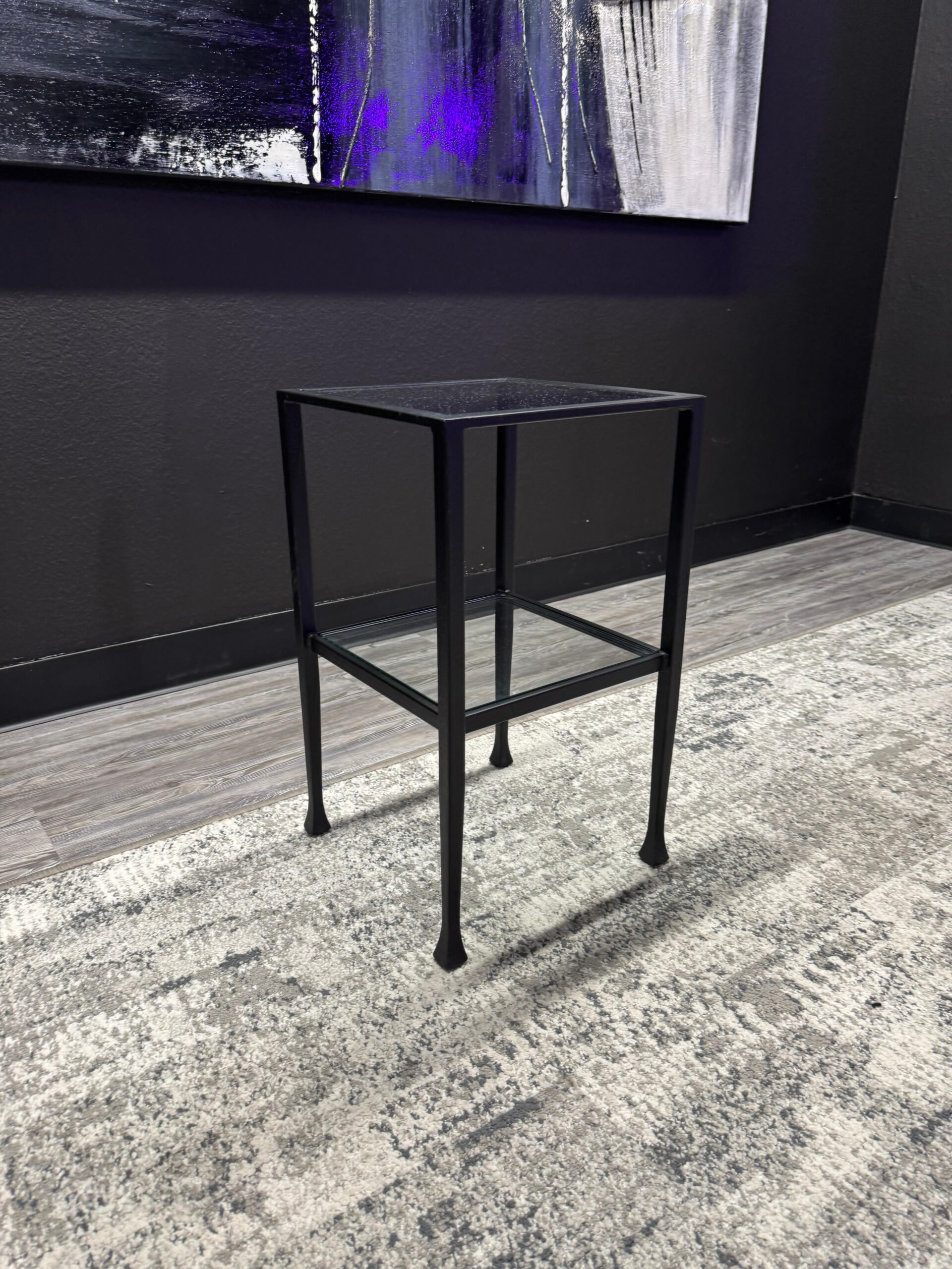 OFS 13”x13”x22.5H Glass and Steel Frame End Table