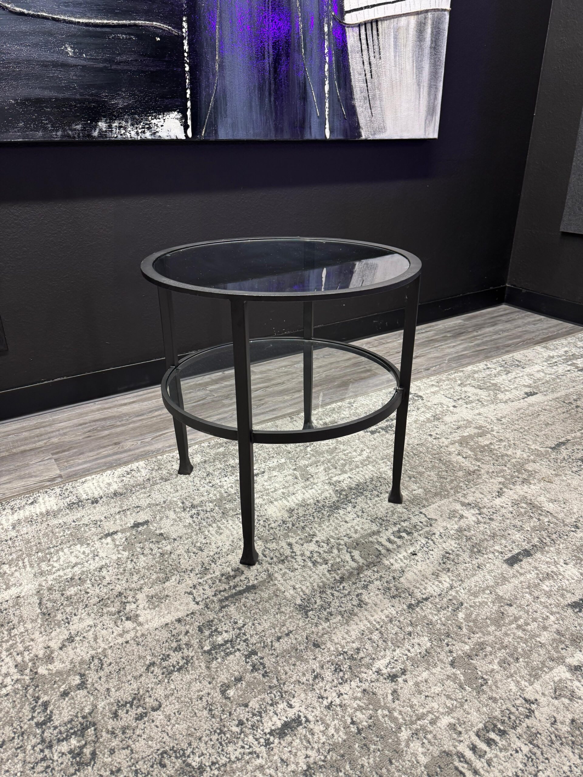 OFS 24”H x 24” Round Steel and Glass Top End Table